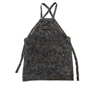 Jeanerlor Denim Apron Unisex L Black Acid Wash Excellent Utility Workwear Bib